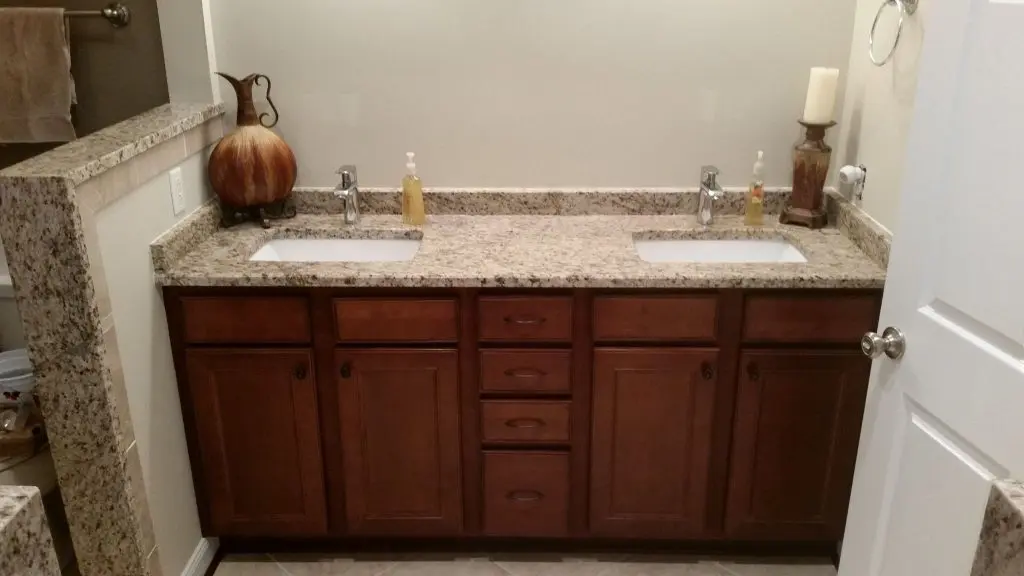 brown speckled bathroom counter