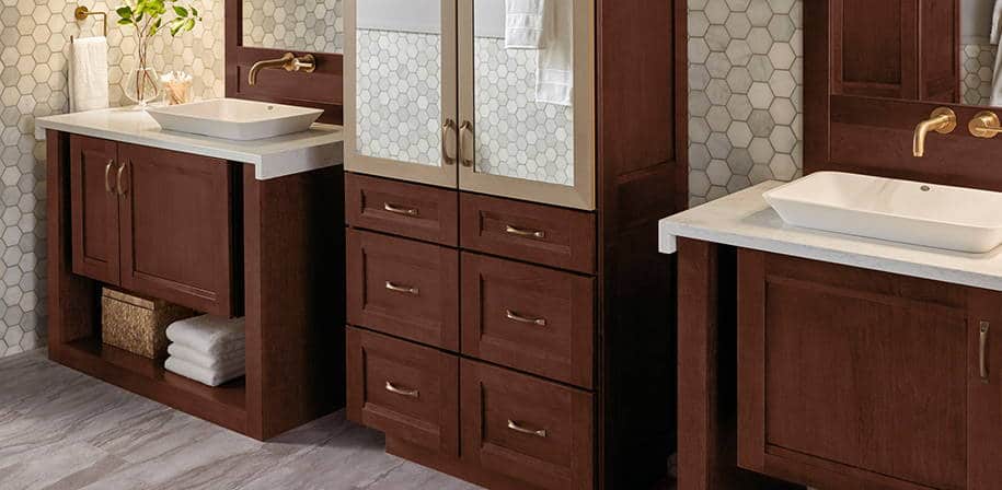 white quartz bathroom counters