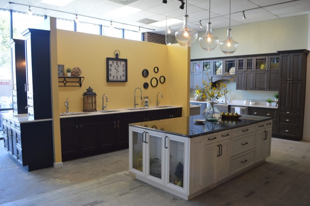 kitchen island in showroom