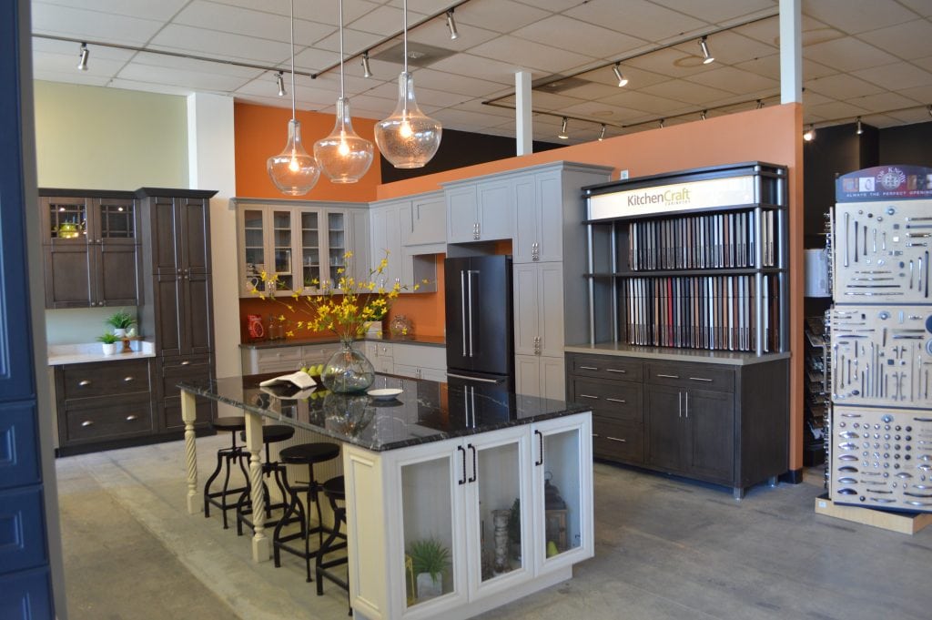 kitchen island in showroom
